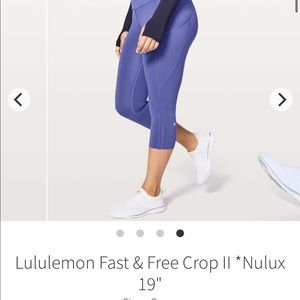 Lululemon Fast & Free Crop Size 6